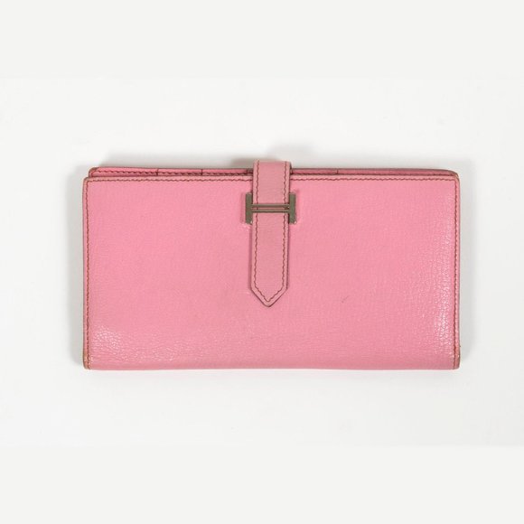 Hermes Handbags - Hermès Pink Bearn Goatskin Wallet With Palladium Hardware